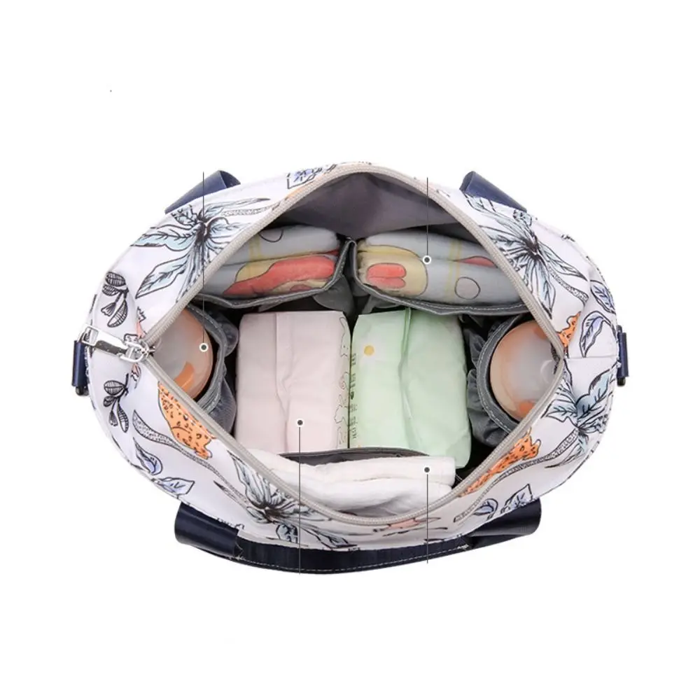 Portable Waterproof Mommy Handbag Oxford Printing Baby Care Bag Solid Color Large Capacity Baby Diaper Bag Women