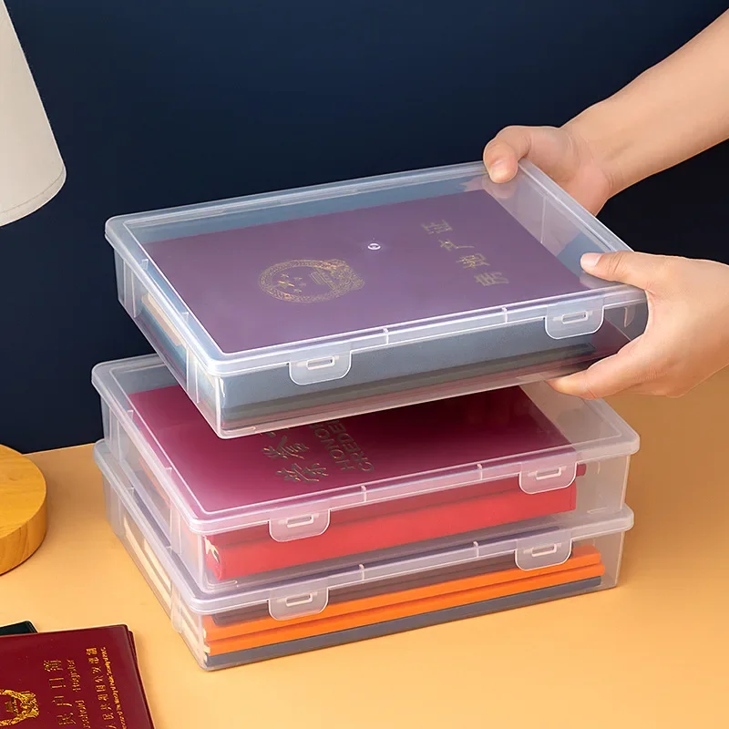 Desktop Office Test Paper Storage Certificate Storage Box Transparent Data Sorting File Box Book A4 Document