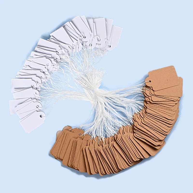 Price Label Stickers Kraft Paper Tags 100Pcs Rectangular Price Label Tags