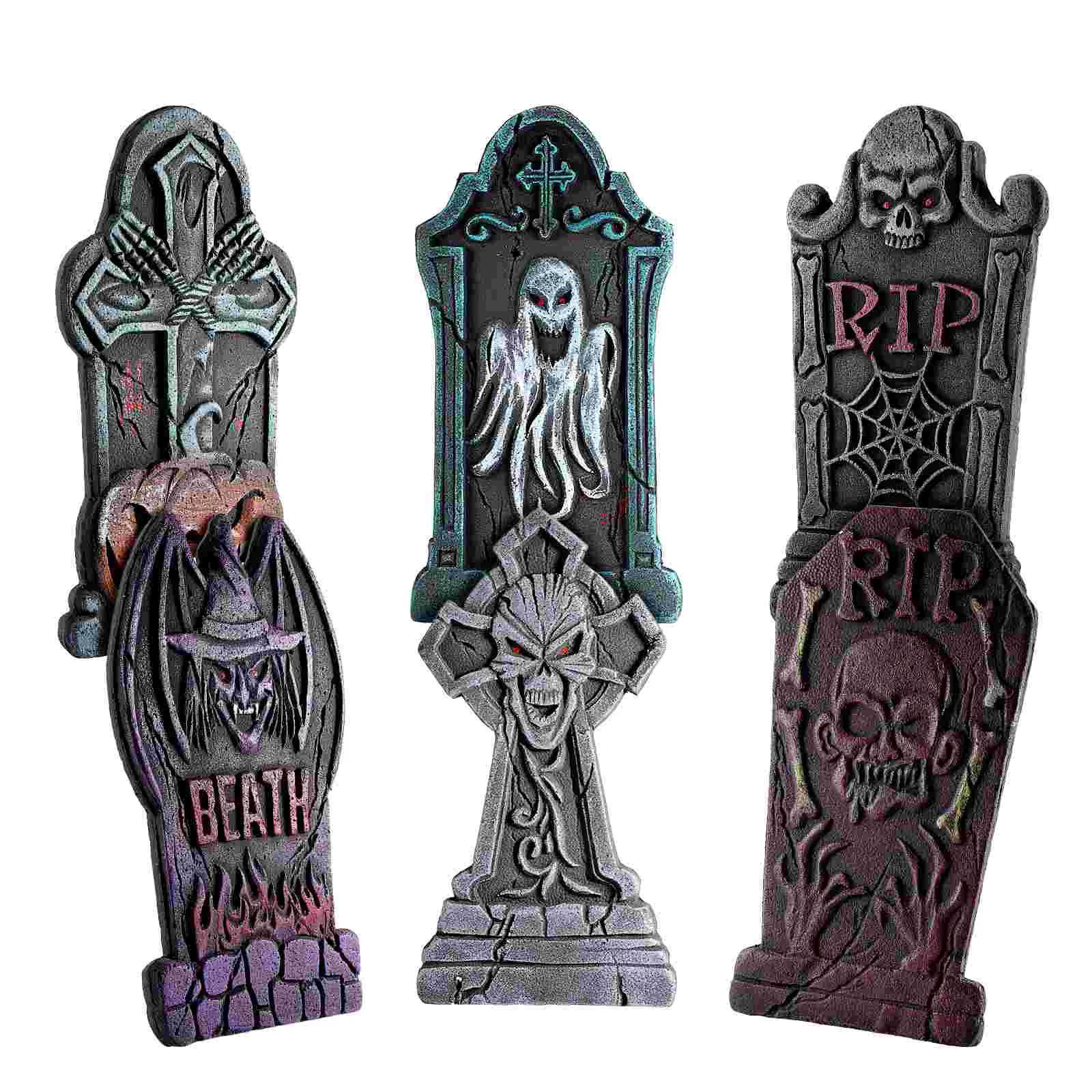 

Halloween Tombstone Cemetery Decorations Graveyard Tombstones Headstones Graves Signs Outdoor Metal