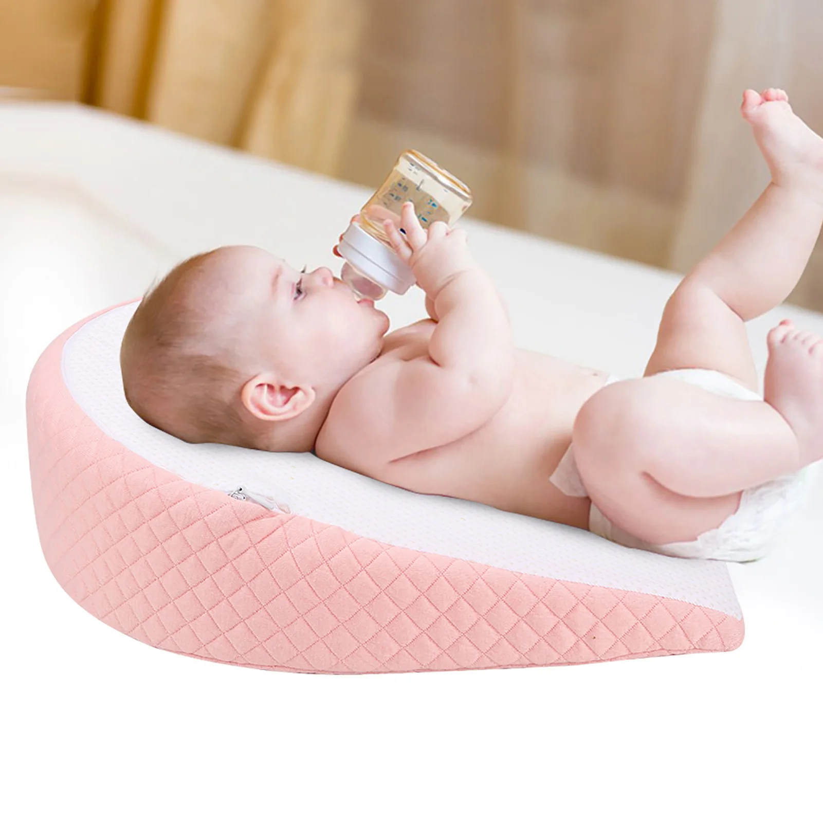 Cuscino inclinato neonato posizionamento cuscino antireflusso per bambini  cuscino antiscivolo in poliestere e panno antiscivolo