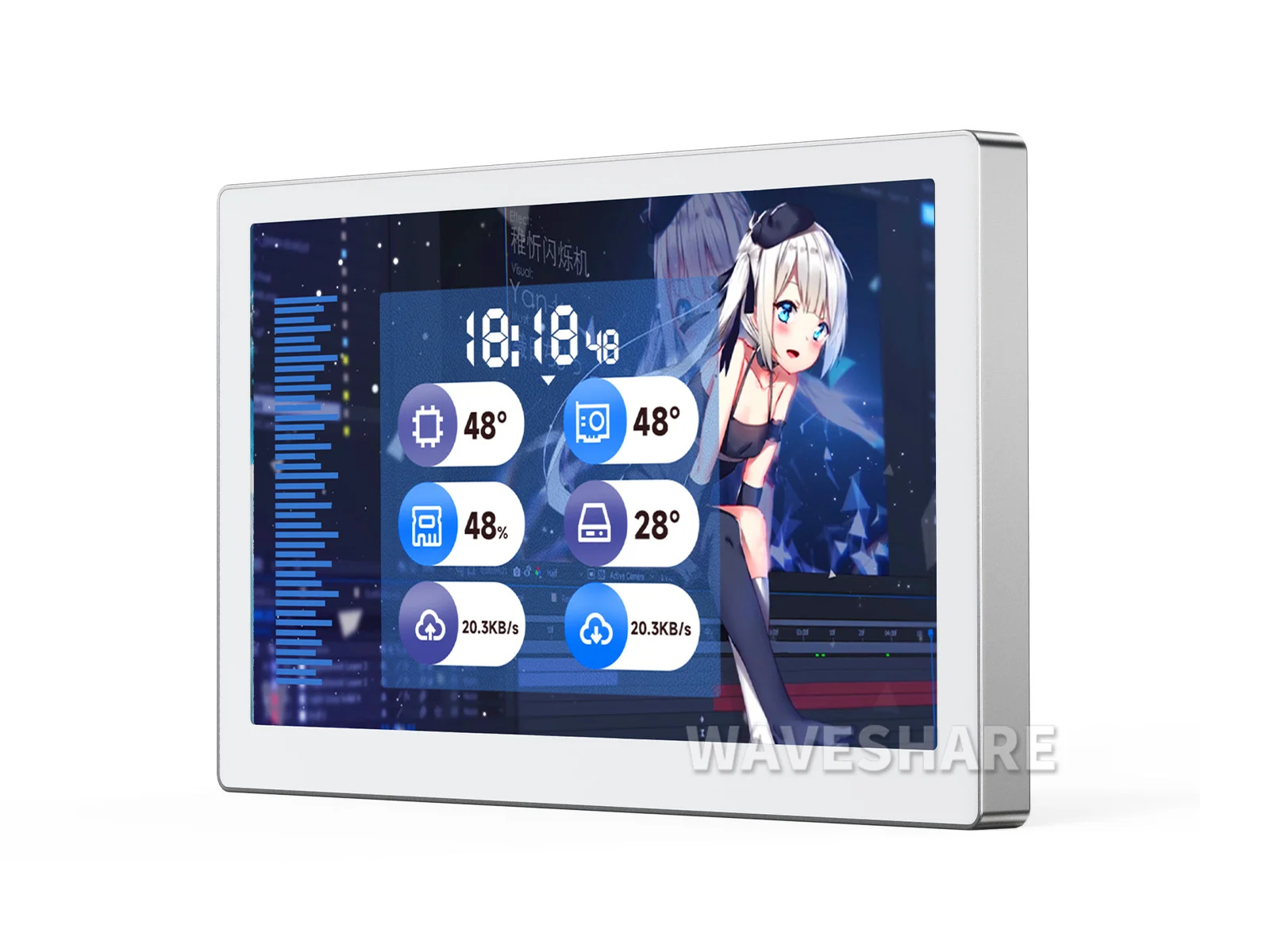 5/7 ġ USB , PC ̽  ȭ, ũž RGB ֺ ȭ, IPS г, 800  480, 1024  600 ػ-Waveshare