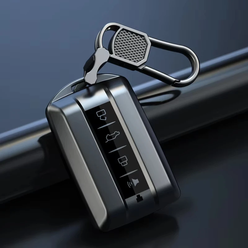 Titanium Gray Remote Car Key Cover with Keychain Accessories