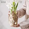 Nordic Modern Glass Vase Woven Leather Light Luxury Home Decoration Vase Living Room Dining Room Tabletop Flower Arrangement 2
