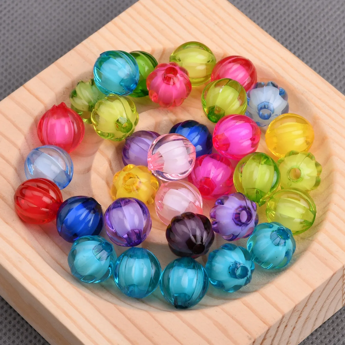 50pcs Round Pumpkin Shape 8mm 10mm 12mm Acrylic Plastic Loose Beads Wholesale Bulk Lot For Jewelry Making Findings