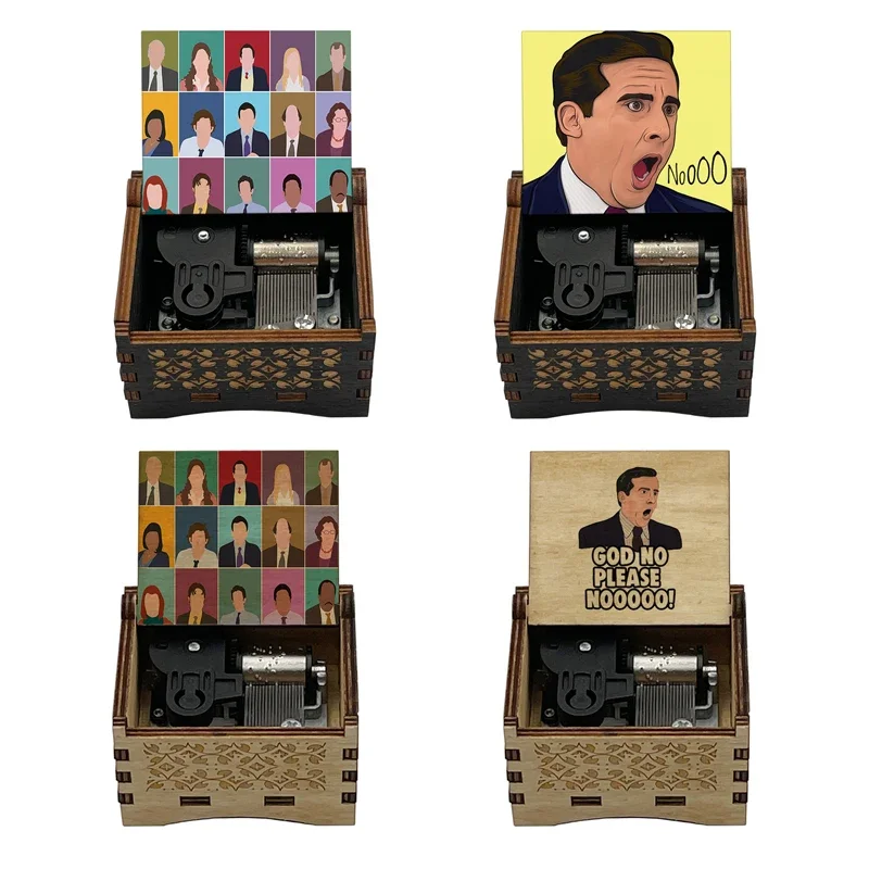 TV Show The Office Music Box Wind Up Figure Print Mechanical Wooden Gift For Fans Friends