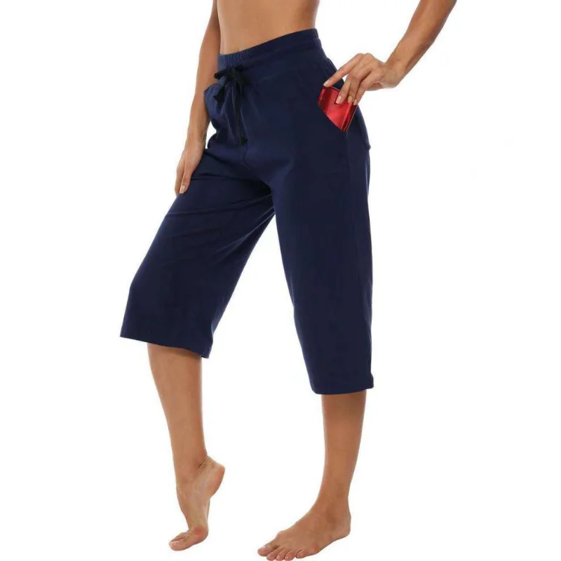 Summer New Men's Straight Trousers Solid Color Elastic Mid Waist Drawstring Patchwork Pockets Fashionable Loose Sweatpants Pants