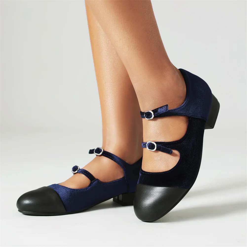 Brand Design Ladies Patchwork Mary Janes Pumps Fashion Buckle Mixed Colors Chunky Heel women's Pumps Casual Party Woman Shoes