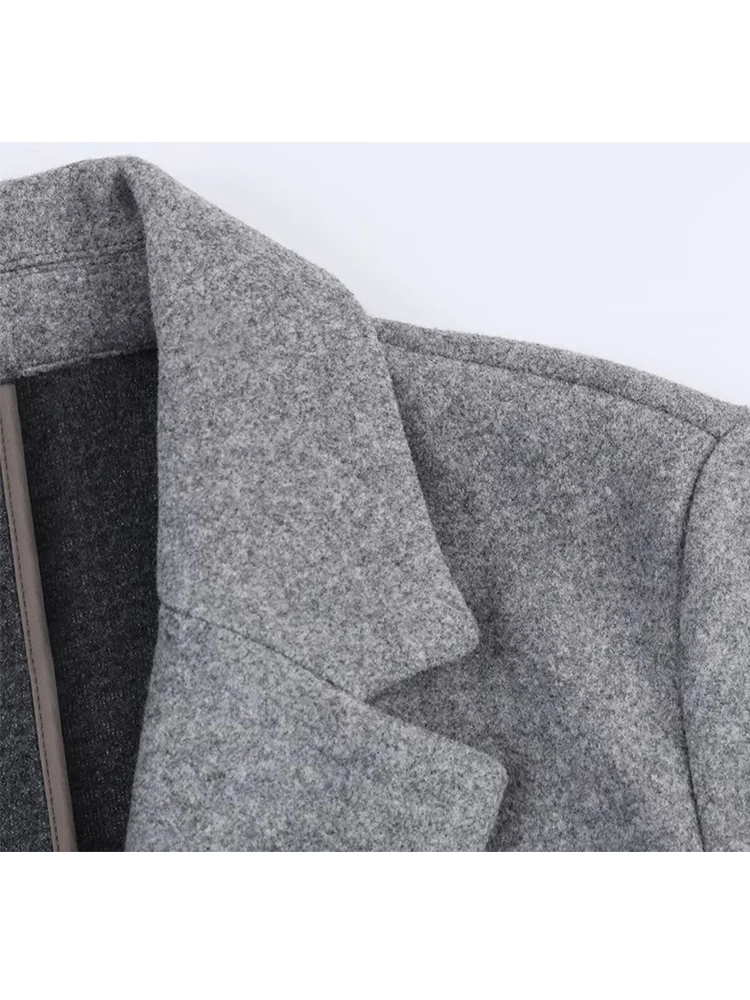 2025 Winter Women's Simple Casual French Blazer Coat Office Ladies Versatile Blended Long Sleeved Single Buckle Jackets Top