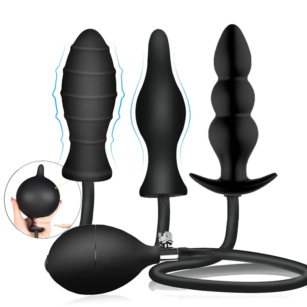 

Inflated Anal Plug Huge Dildo Pump Ass Dilator Butt Beads Prostate Massage Vagina Anus Expansion SM Sex Toys For Men Woman Gay