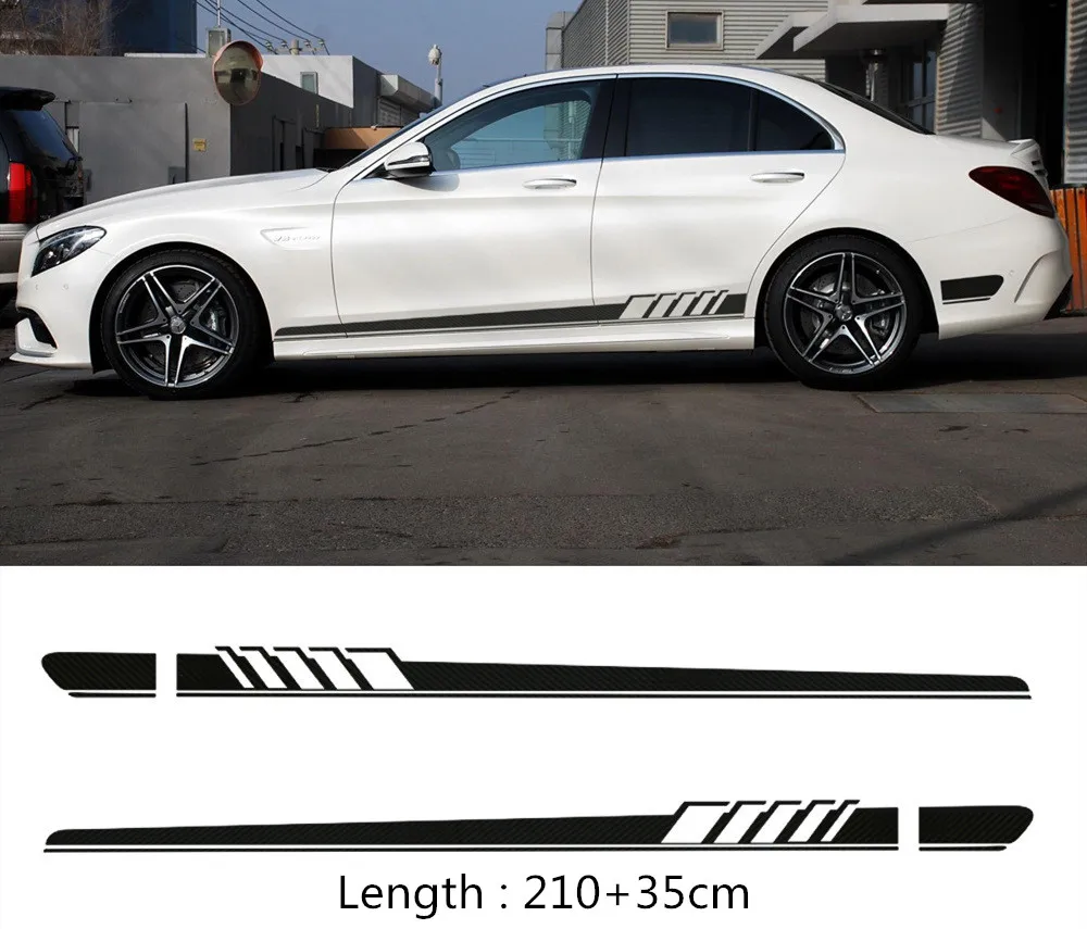 

Auto Waist Side Skirt Decoration Car Stickers Decal Vinyl for Mercedes Benz W205 W203 W204 C Class Race Auto Car Accessories