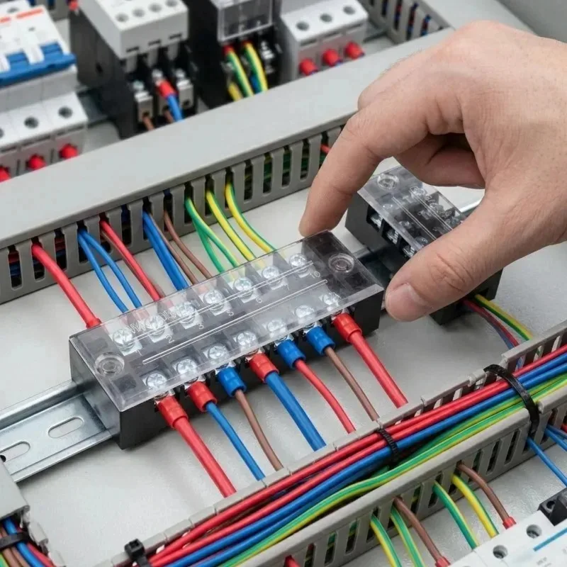 Enhanced Power Wire Connector - Dual Row Strip Barrier Terminal Block with Screw Connection and Multiple Position Options