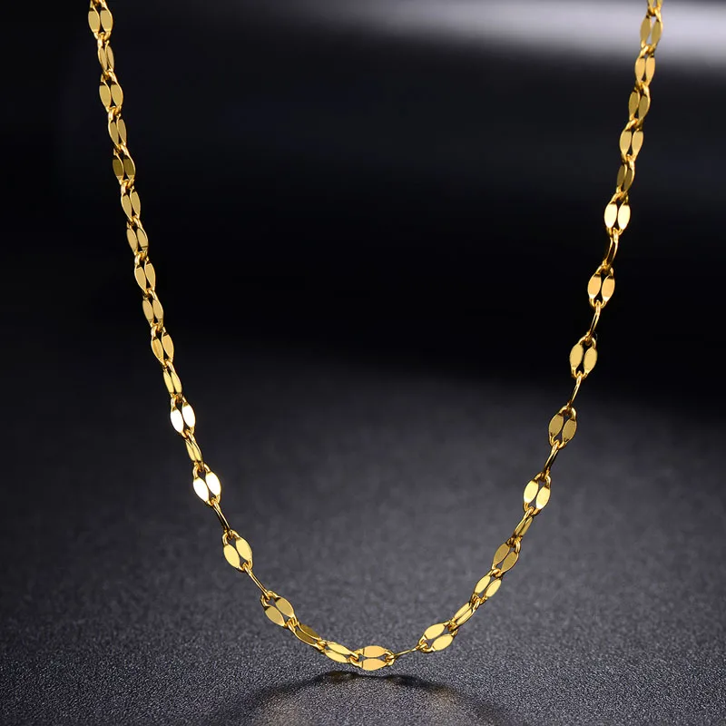 

Pure Solid 999 24k Yellow Gold Chain Woman 2mm Kiss Lip Link Necklace