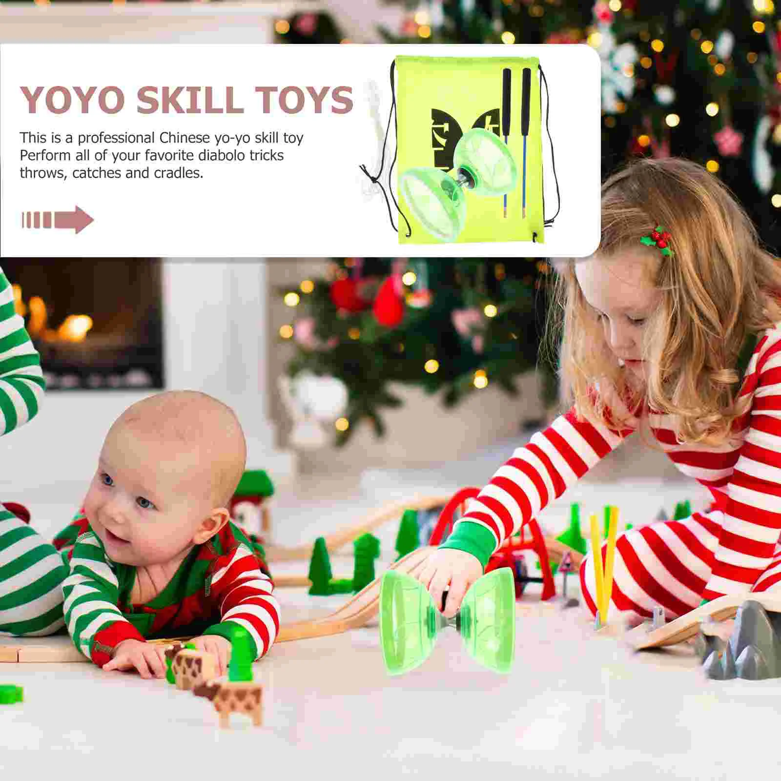Toddler Outdoor Toys Diabolo Set Bearing Fitness Professional Juggling Folding Elderly People Chinese Yo-yo for Child