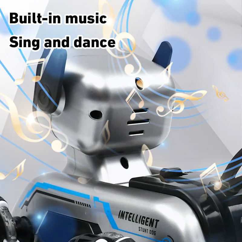 Remote Control Robot Dog Toys Electric Dual Remote Control Intelligent Machine Eight Wheeled Stunt Mechanical Dog for Children