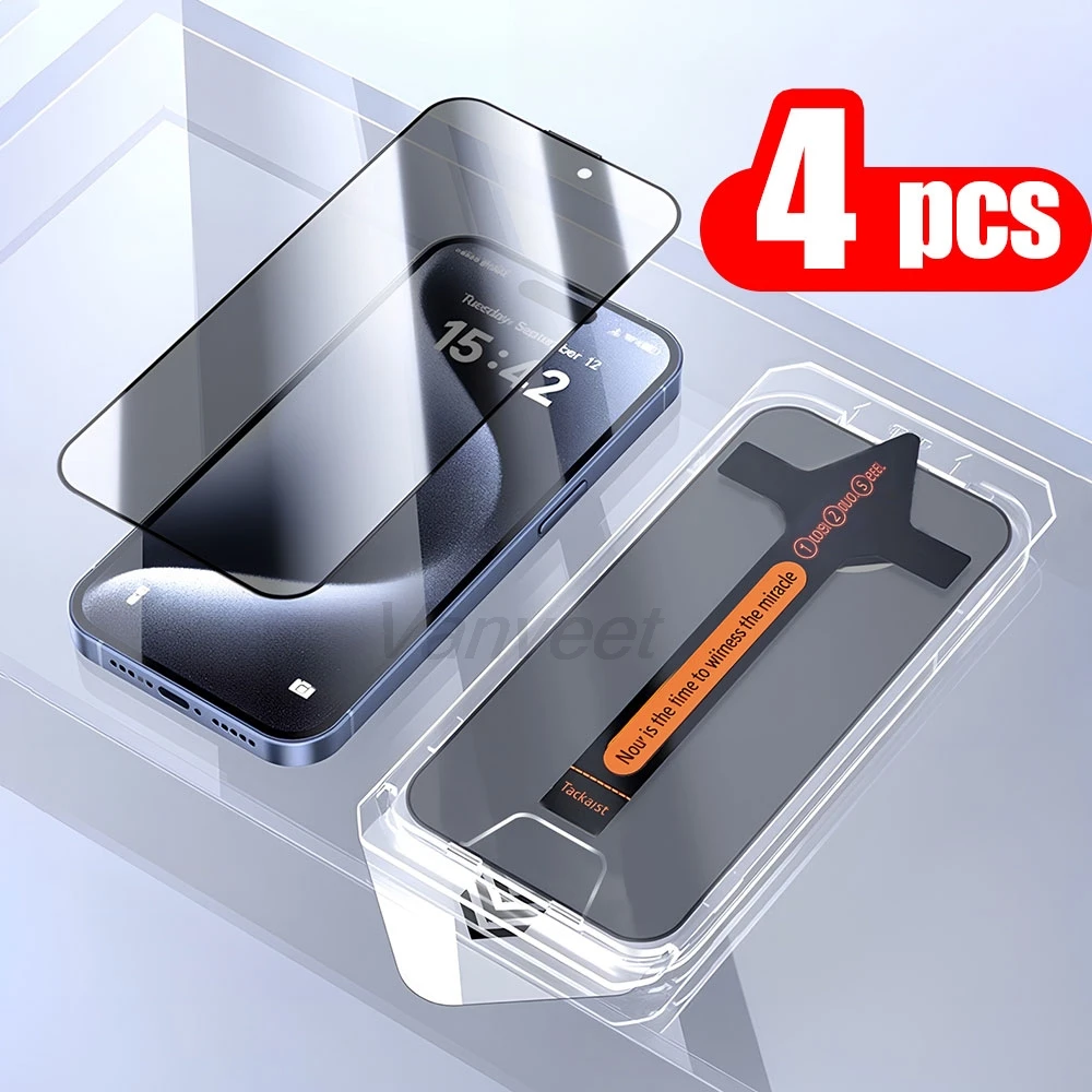 1-4PCS Dust Free Privacy Easy Installation Screen Protector For iPhone 16 Pro Max 17 Pro 17 13 15 16 14 12 11 XR XS X Air XS Max