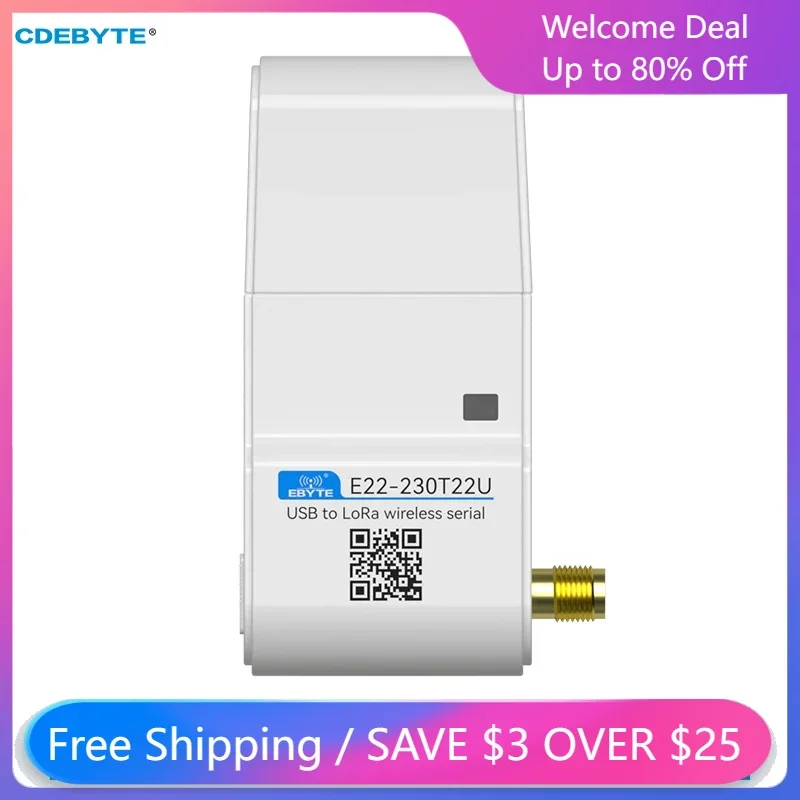 

SX1262 LoRa Module 230MHz USB Interface CDEBYTE E22-230T22U 22dBm Long distance 5KM DIP Wireless Module With Antenna RSSI LBT