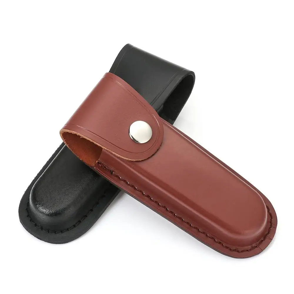 Hohe Qualität Braun Taschenlampe Fall Camp Outdoor Tragen Gürtel Schleife Fall Messer Mantel Holster Leder Mantel Halter Falten Messer Werkzeug – Detail 4