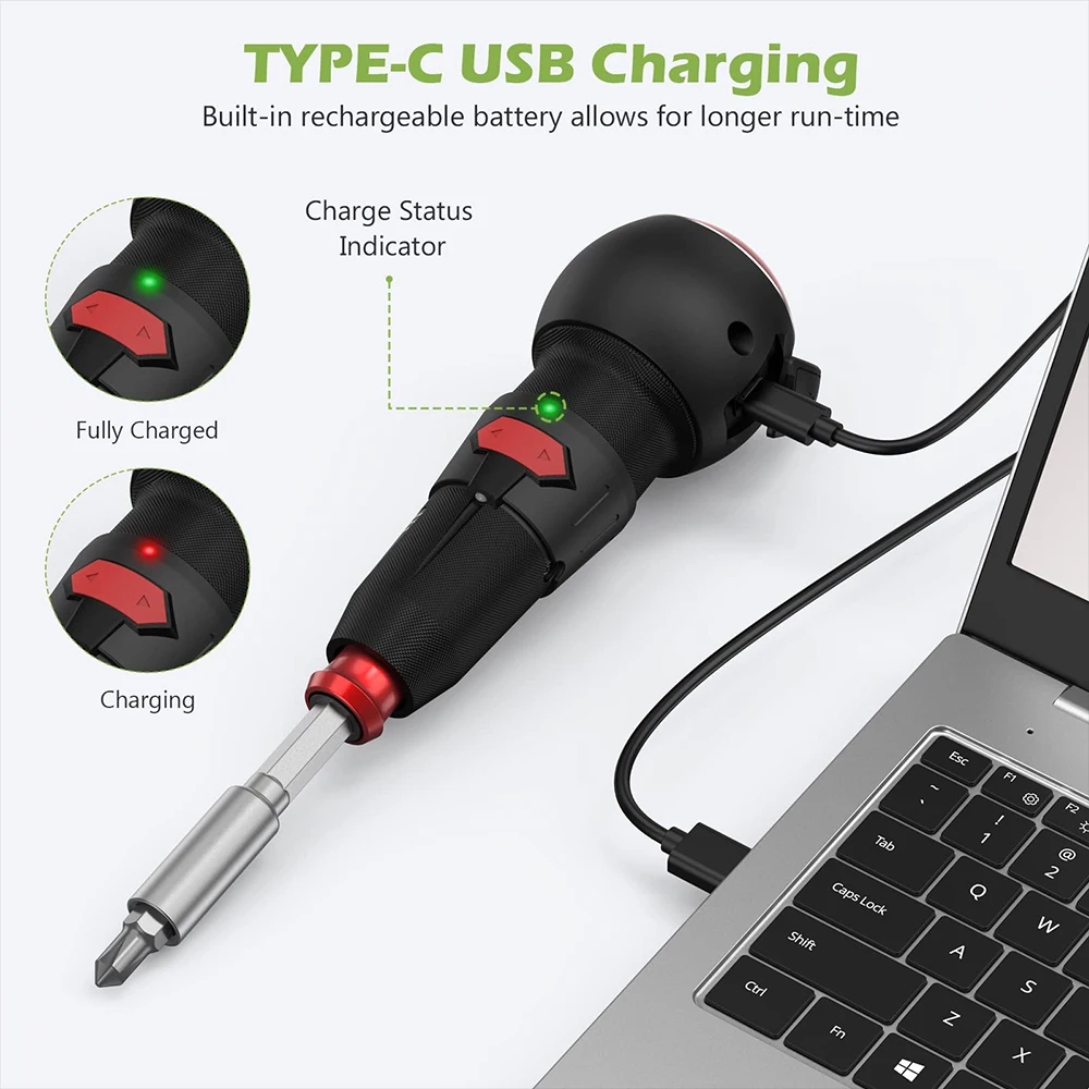 미니 전기 스크루 드라이버, 무선 드릴, 1800mah 리튬 배터리, 3.6V 슈퍼 토크 전동 공구, 가정용 스크루 드라이버, PC 수리