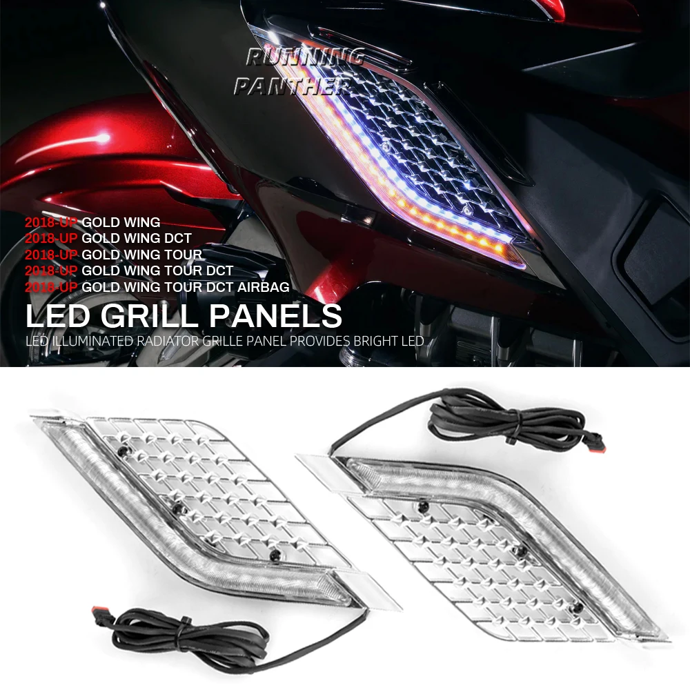 Motorcycle LED Light Radiator Grill Panels Decorative Light Lamp for Honda Goldwing Gold Wing GL1800 Tour DCT Airbag-motorcycle led lights,motorcycle accessories