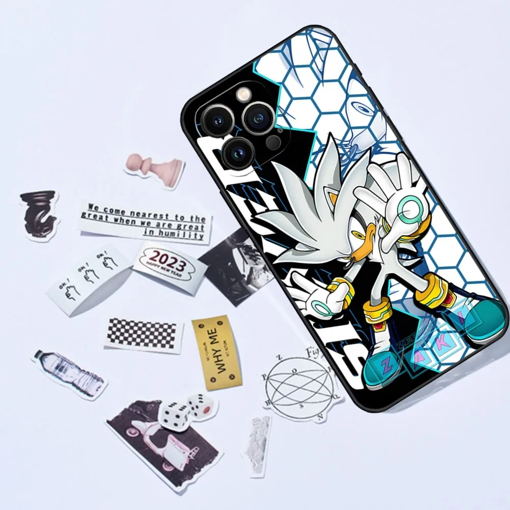 thumbnail image 1 of Funda de teléfono con dibujos animados de anime S-Sonics Hedgehog para iPhone 15, 13 Pro Max, 14 Mini, 12, 11, Xr, X, Xs, 6s, 6, 8, 7 Plus, carcasa trasera de silicona, 1 of 5