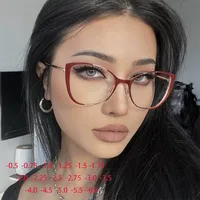 Riangular Cat Eyes Frame Clear Lens Glasses Women Myopia Nerd Spectacles Degree -0.5 -1.0 -2.0 -3.0 -4.0 to -6.0 1