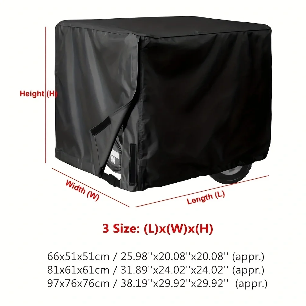 1pc Waterproof Universal Generator Cover For Most Generators 5500-15000 Watt, Black, 96.52x71.12x76.2cm 5