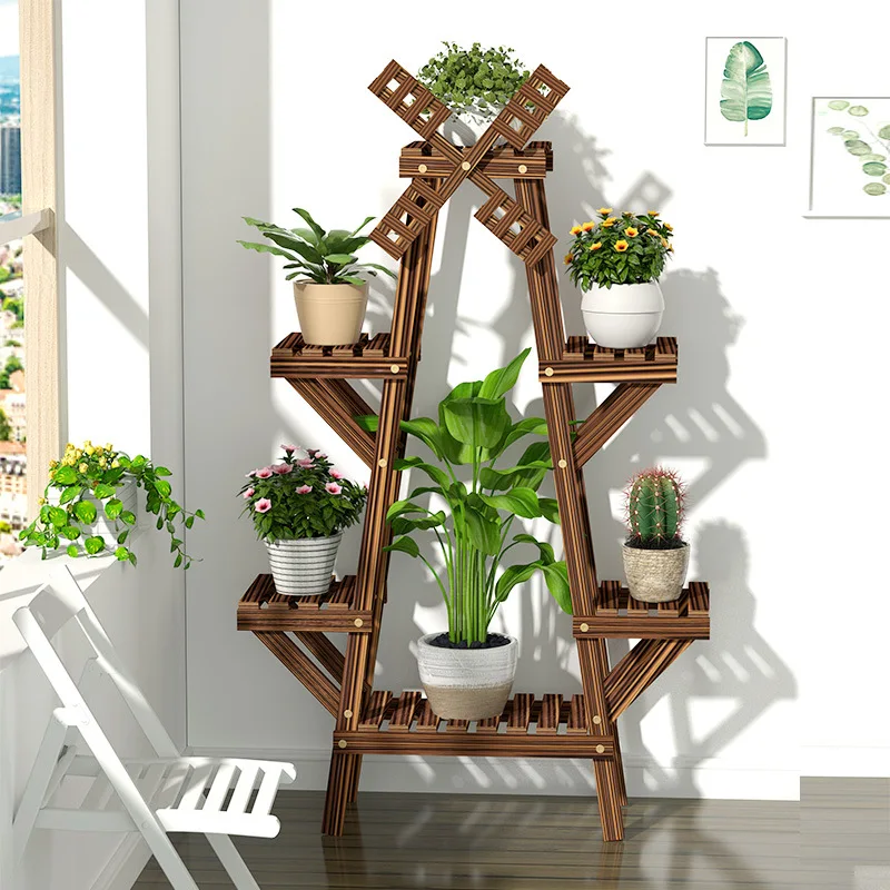 Garden Plant Rack Stand Hanging Flower Pot Display Organizer Swing Shelf Holder 