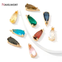 18K Gold Plated Long Teardrop Charms For Earring Making Accessories,Crystal Glass Pendants,Charms For Earring,Jewelry Pendants