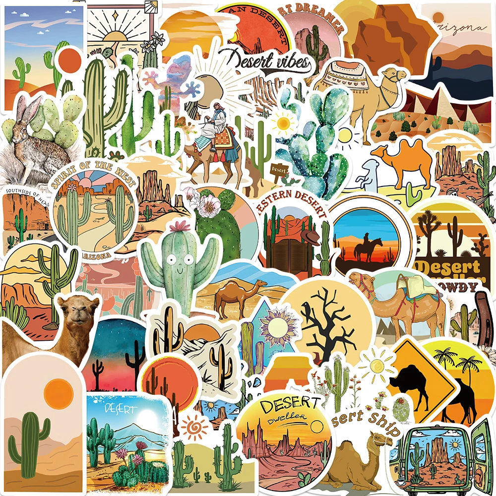 

10/30/50pcs Desert Camel Animal Stickers Cactus Cartoon Sticker Notebook Car Motorcycle Laptop Graffiti Decals Fun for Kid Toys
