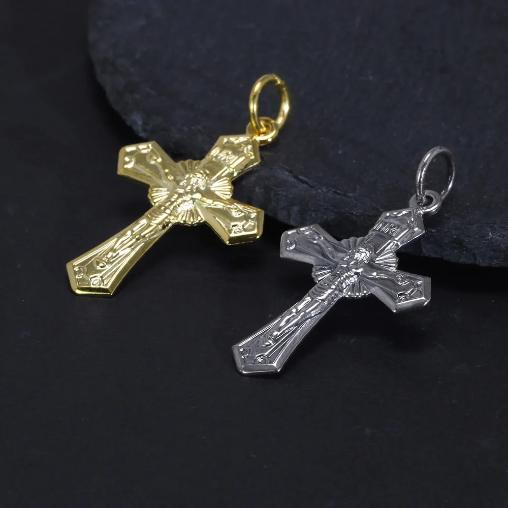 Sterling Silver 925 Christian Cross Necklace Men and Women Vintage Antique Prayer Religious Pendant Jewelry