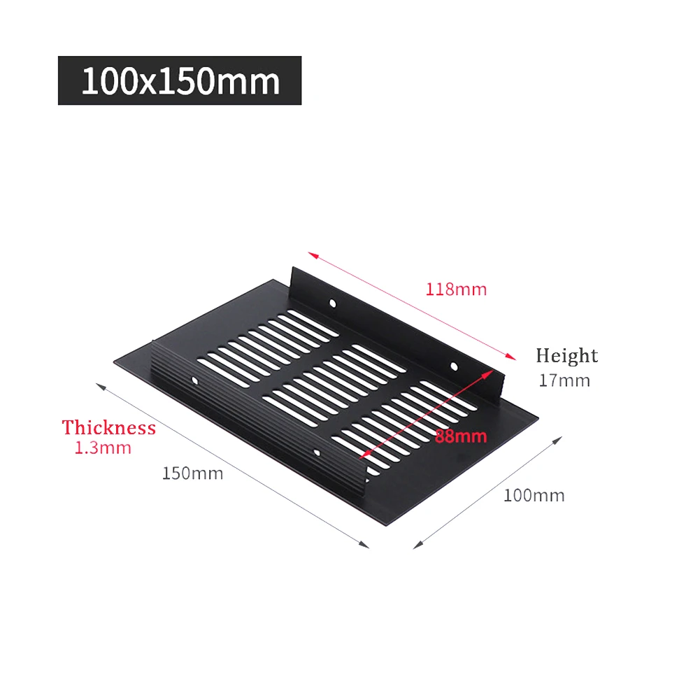 1pc 100mm 150-400mm Air Vent Grille Ventilation Grille Black Cabinet Replacement Ventilation Cover Accessory