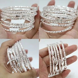 6PCS Silver Ethiopia Africa Dubai  Bangles&Bracelet For Women Bracelet Silve Color Fine Jewelry Simple Style Gift