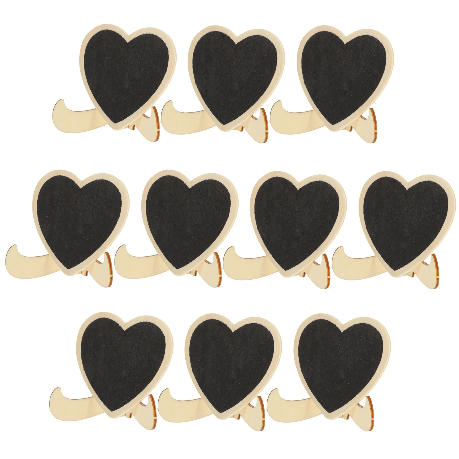 10pcs Heart Shaped Wooden Chalkboard Boards Reusable Chalkboard Signs with Stand