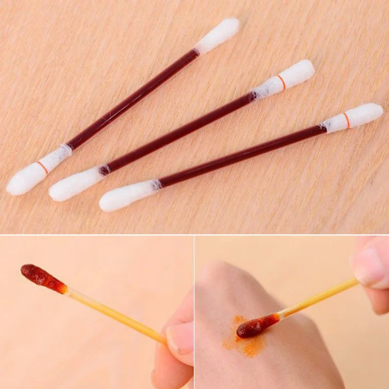 Disposable Medical Iodine Cotton Stick 50pcs/lot Disinfected Cotton Swab Iodine Climbing Aid First Aid Safety Survival Supplies