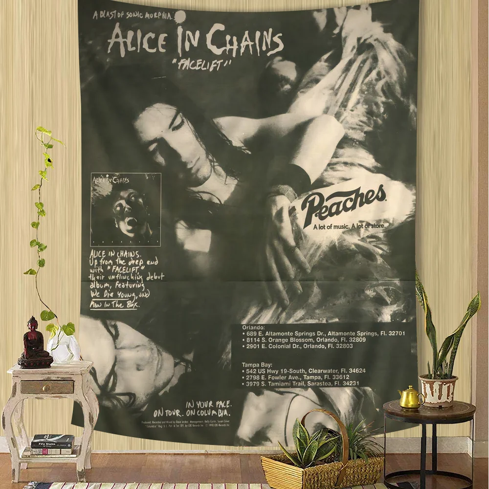 Retro Music Alice In Chains Colorful Tapestry Wall Hanging Home Decoration  hippie bohemian decoration divination Wall Art Decor - AliExpress