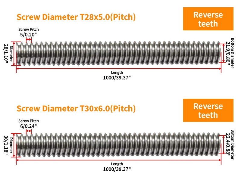 T12 Trapezschraube mit Mutter, Blei 2 mm, 3 mm, 4 mm, 8 mm, Länge der Graviermaschinenteile 100 200 300 400 500 700 800 900 1000 1200 mm – Detail 17