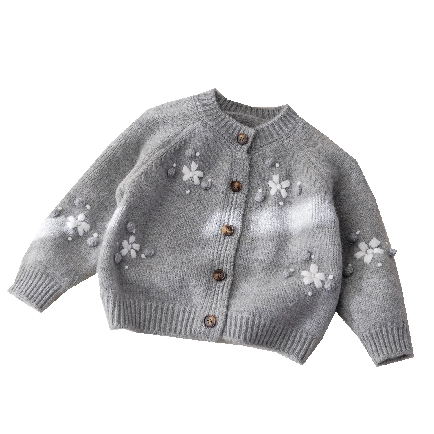 7398 가을과 겨울용 여아 스웨터 신상 아동 니트 가디건 코트 달콤하고 사랑스러운 꽃무늬 스웨터 코트