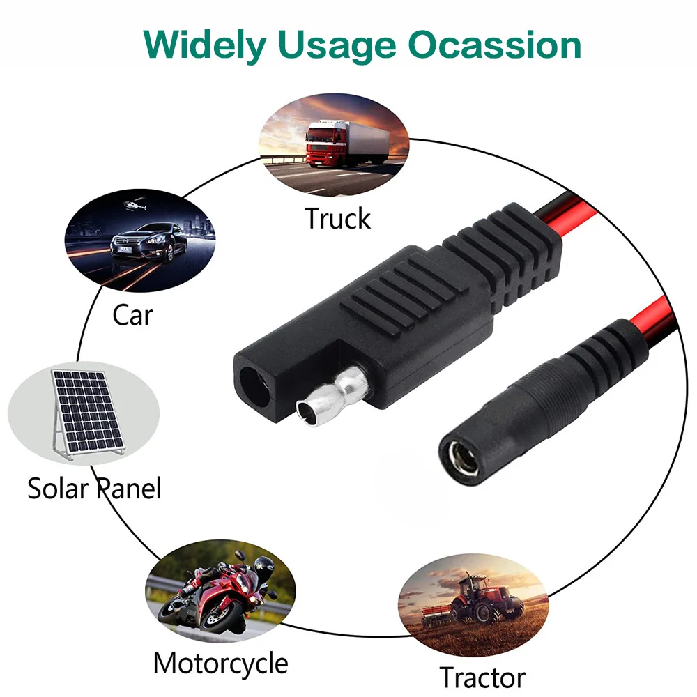 60cm/2Ft 14AWG SAE Plug to DC 5.5x2.1mm Female Converter Adapter Cable for Car Motorcycles RV Solar Panels Portable Battery etc. terminal connector extension cable cigarette lighter adapter cable