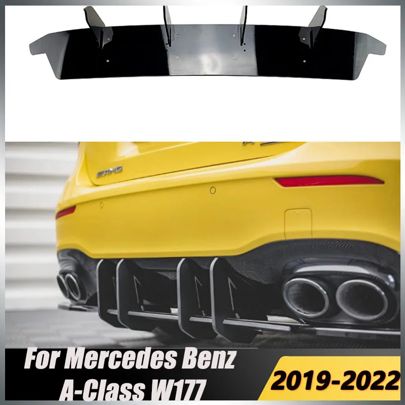 

For Mercedes Benz A-Class W177 A35 A45 AMG 2019-2022 Rear Bumper Chassis Diffuser Spoiler Lip Spoiler Body Kit ABS Gloss Black