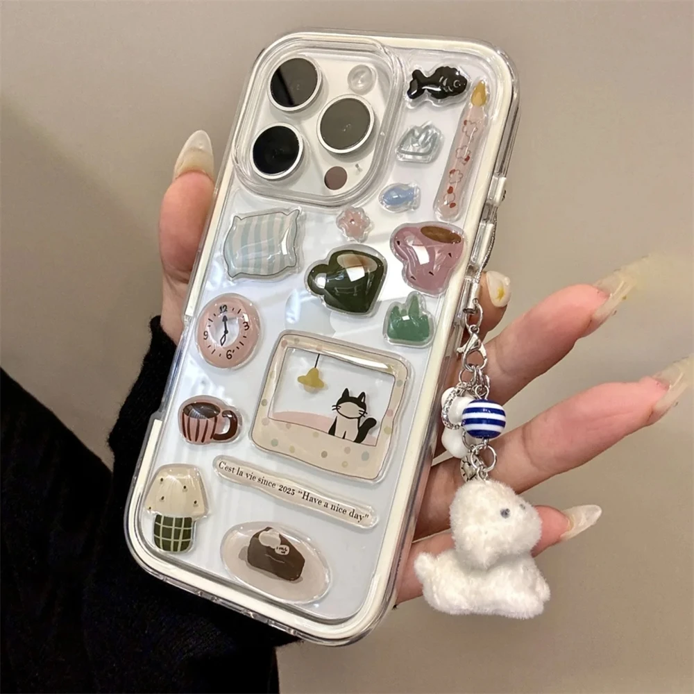 DIY Cute Funny Illustration Transparent Phone Case For iPhone 16 15 14