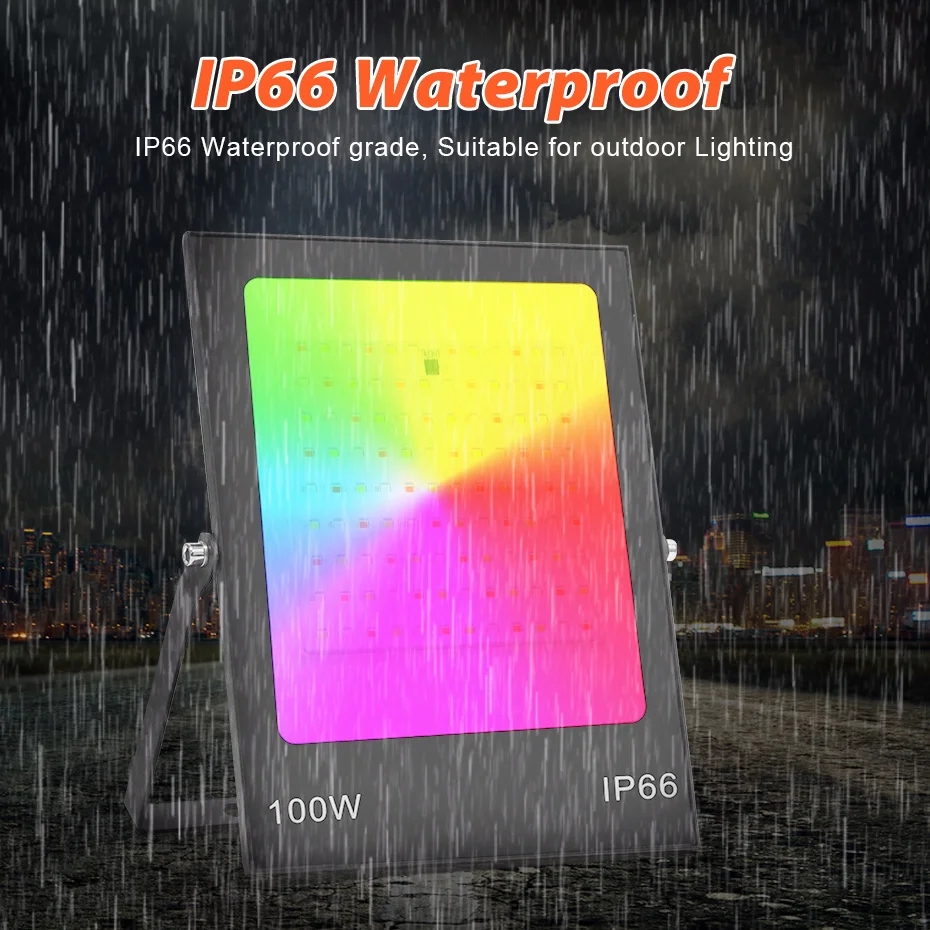 LED Floodlight RGB AC220V 30W 50W 100W 200W Flood Light Color Changing IP66 Waterproof Outdoor Lighting Spotlight Wall Refletor