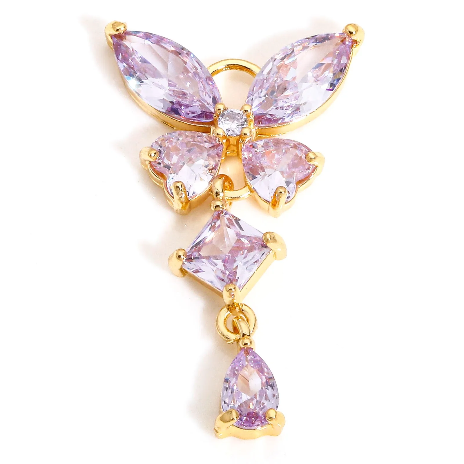 1pc neue Messing Insekten Charms Schmetterling Tier Quaste mehrfarbige Glas Strass Charms DIY Halskette Ohrring Schmuck 3,2 cm x 1,8 cm – Detail 1