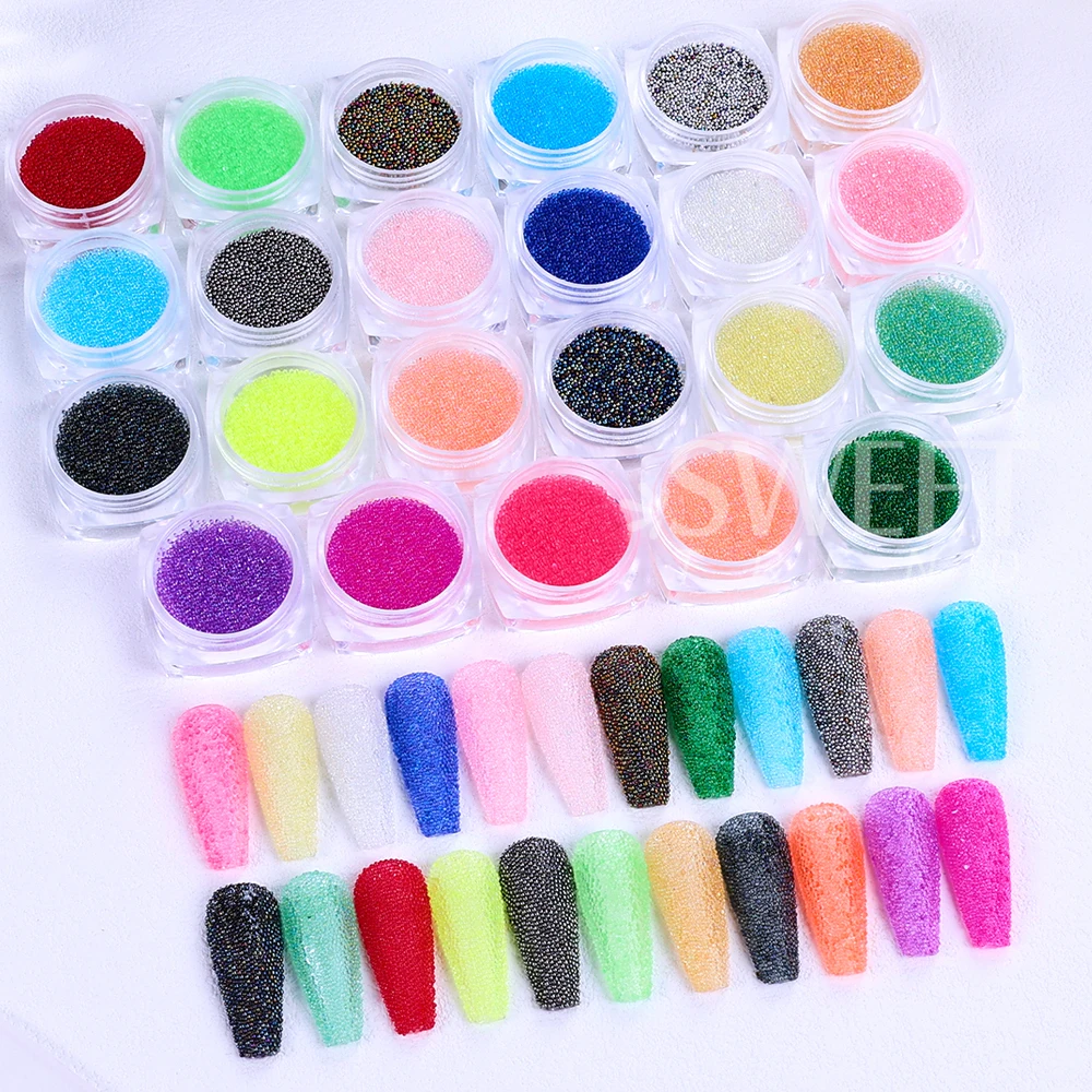 17/22/23 Colors Nail Art Caviar Beads 0.6-0.8mm 3D Craft Micro Glass Bubble Nail Art Rhinestones for Nail Art Decorations Charm