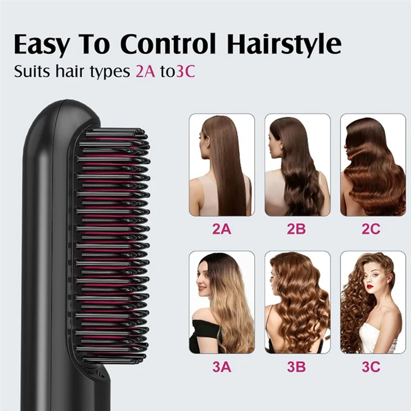 A005-Rechargeable Hair Straightener Negative Hair Straightener Curly Dual-Purpose Electric Curling Comb