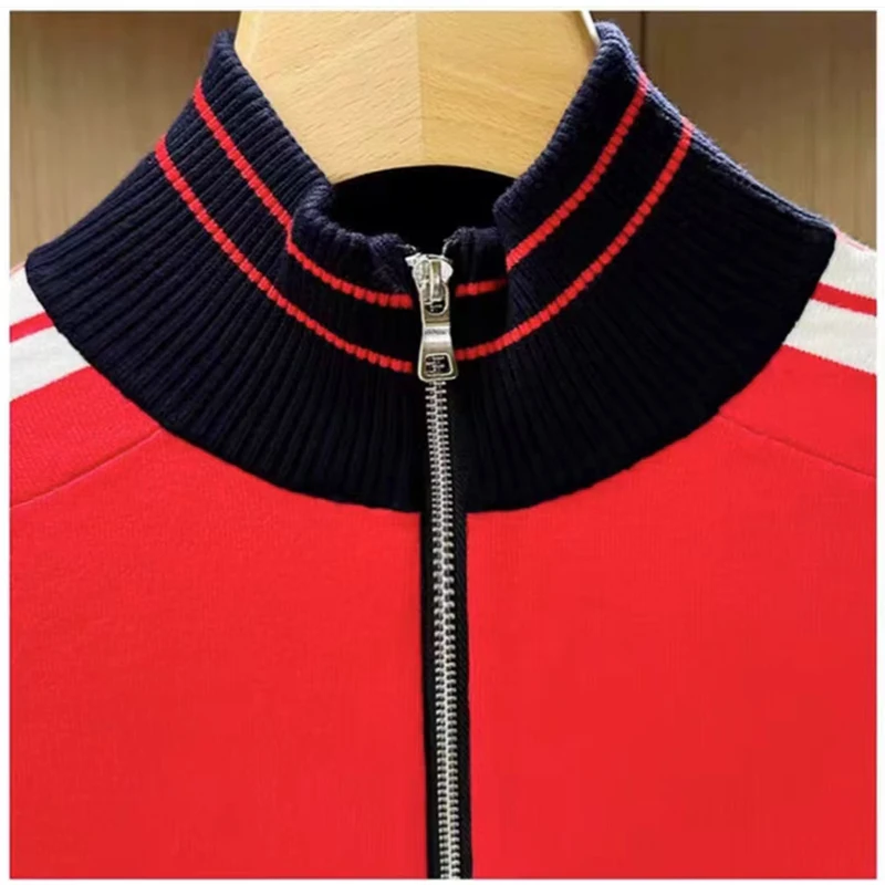 Spring/Autumn New Product Golf Men's Outdoor Sports Jacket Comfortable Zipper cardigan Sweater Versatile Coat Red Knitted Top