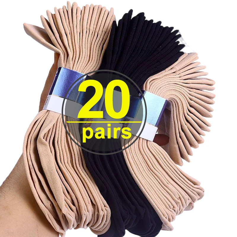 

40Pcs Transparent Summer Socks for Women Ultrathin Nylon Ladies Female Girls Short Ankle Elastic Crystal Silky Invisible Socks