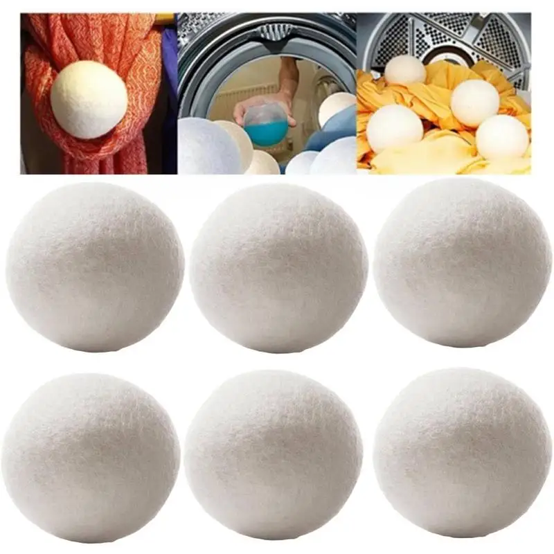 Dryer Wool Balls Drying Time Shortener Set Of 6 Reusable Fabric Softener Ball Reduces Clothing Wrinkles And Saves Drying Time