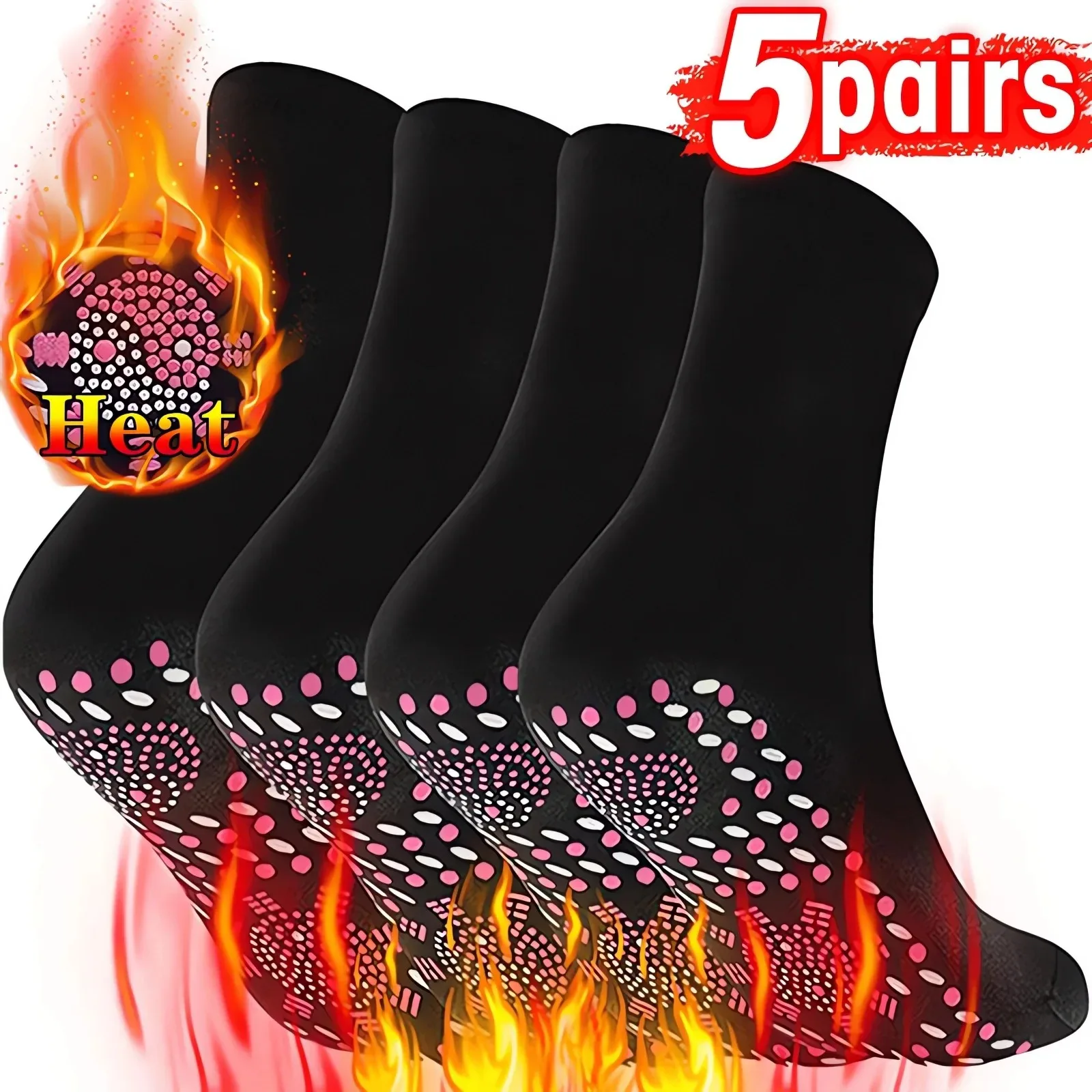 

1/2/4pairs Tourmaline Self-Heating Socks Winter Warm Thermal Health Care Socks Slimming Health Short Sock Magnetic Therapy Sock