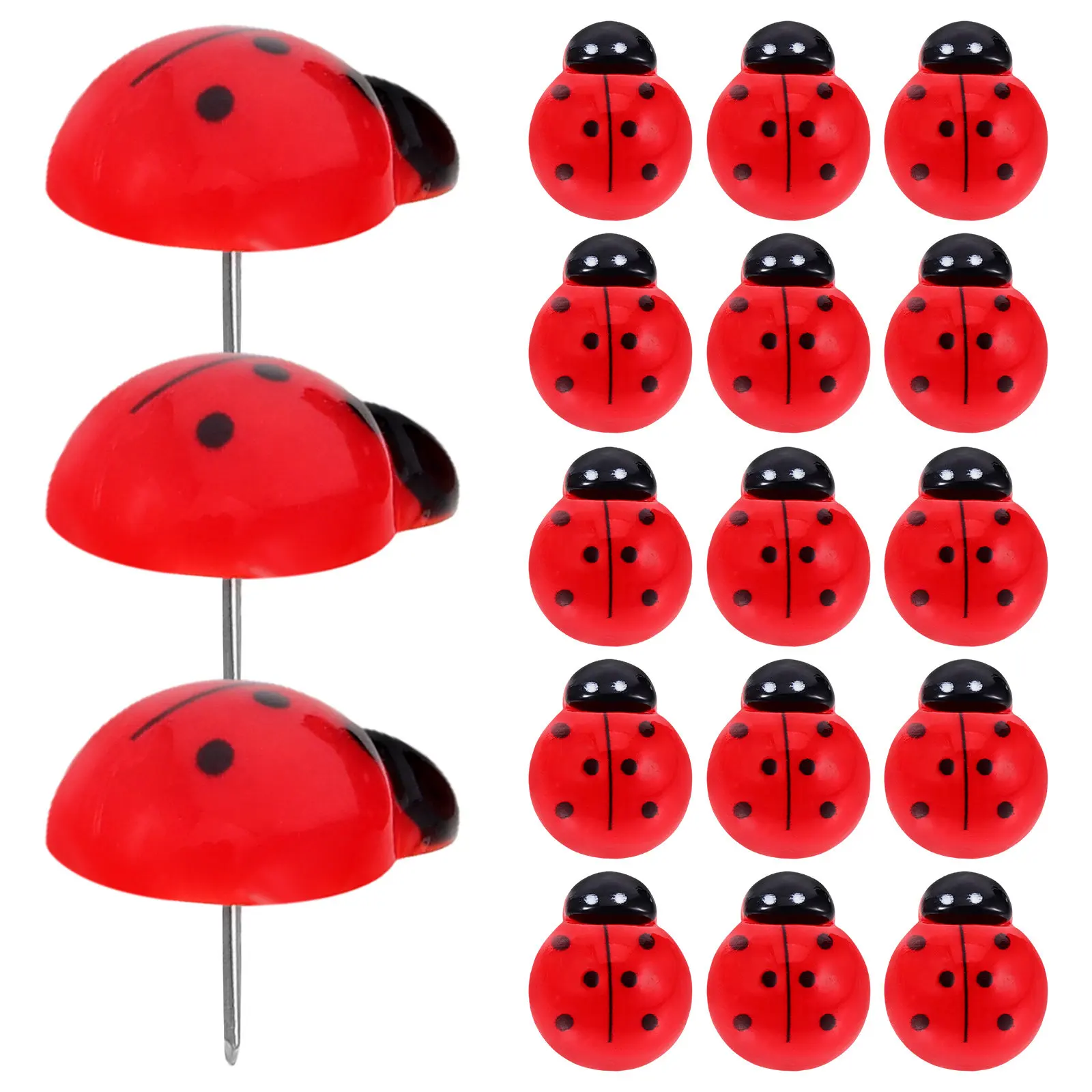 30Pcs 무당벌레 엄지 손가락 모양 핀 귀여운 플라스틱 푸시 핀 코르크 보드 사진 벽 게시판 사무실 홈 장식 참신한 장식품